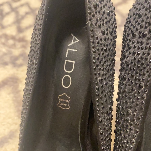 Women’s Aldo Black Satin Sparkle Platforms - Picture 8 of 14